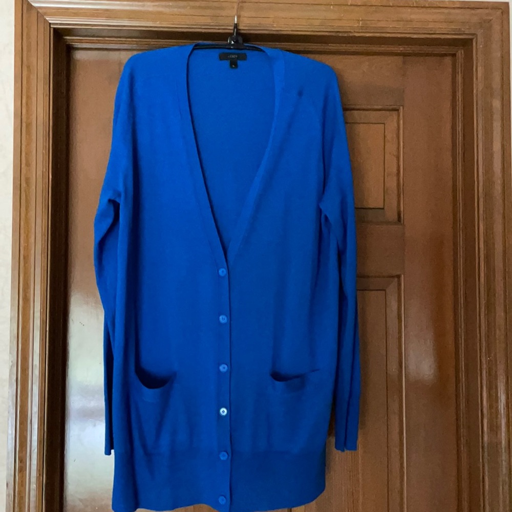 Beautiful J Crew royal blue merino wool cardigan XL.
